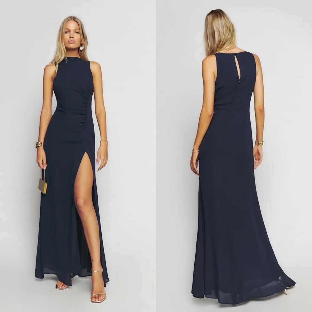 REFORMATION NEW Senna Dress in Navy 4